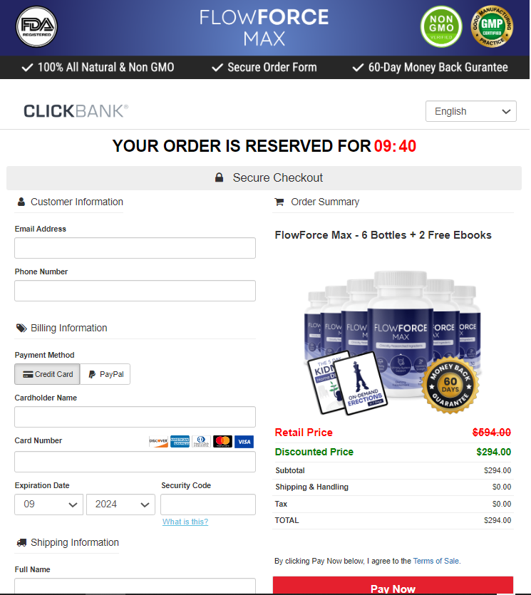 FlowForce Max - Order Page